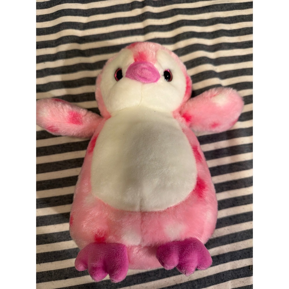 Bearington Collection Pink Heart Print Penguin Plush Stuffed Animal Valentine
